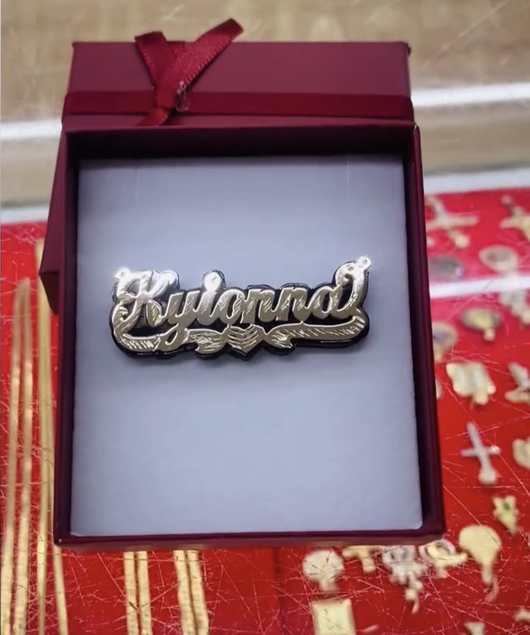 Custom name pendant made by The Trouble Studio
