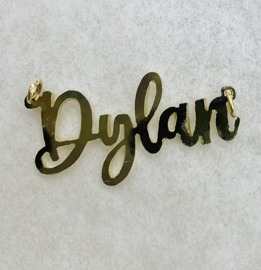 Custom name pendant made by The Trouble Studio