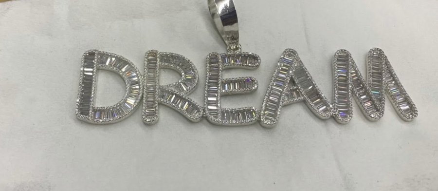 Custom name pendant made by The Trouble Studio
