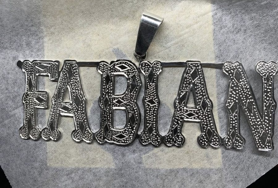 Custom name pendant made by The Trouble Studio