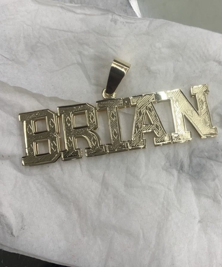 Custom name pendant made by The Trouble Studio