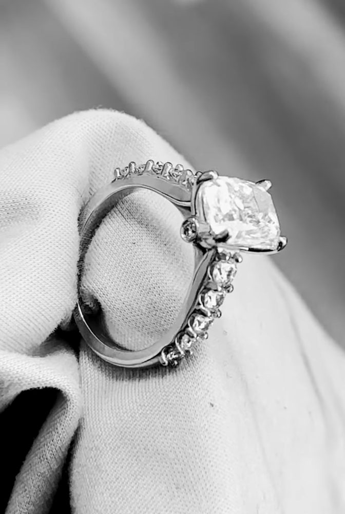 Custom wedding and engagement ring made by The Trouble Studio